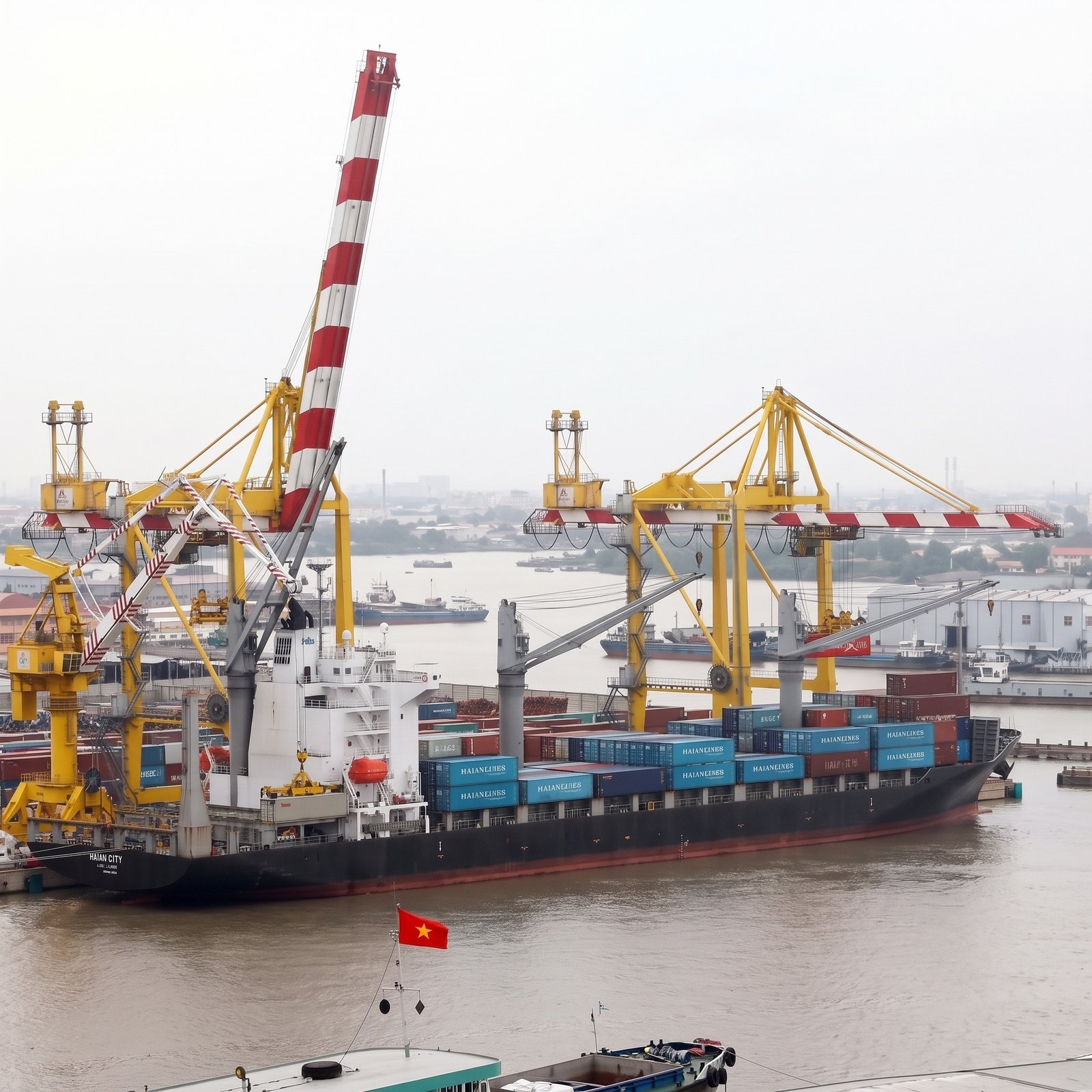 Port Cranes Loading Container Ships